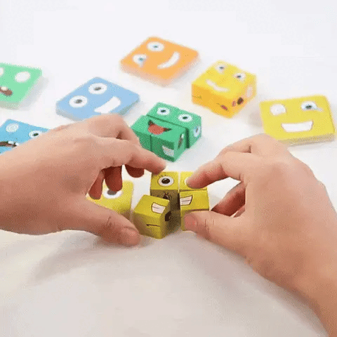 Puzzle cube expression d'émotion pour enfants et famille