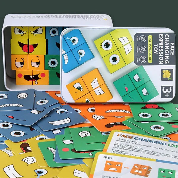 Puzzle cube expression d'émotion pour enfants et famille